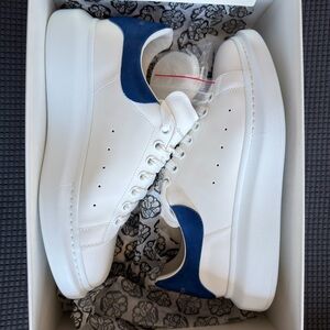 Authentic Alexander McQueen White Sneakers with Blue Accents